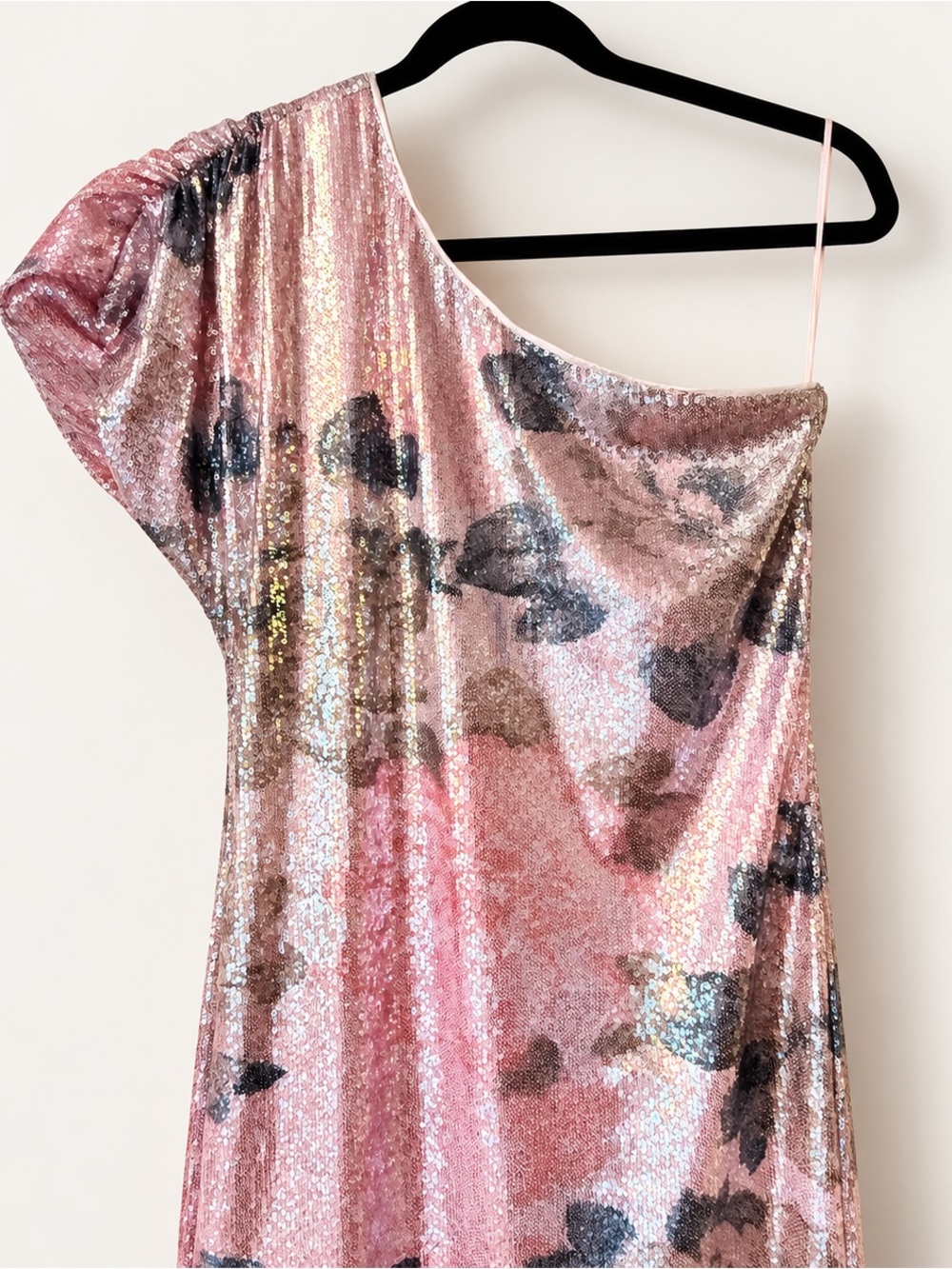 Porridge Clothing Pink Floral Sequin One Shoulder Maxi Dress XS - Picture 6 of 8